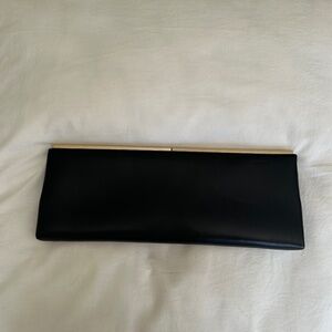 Jimmy Choo black leather clutch with dust bag